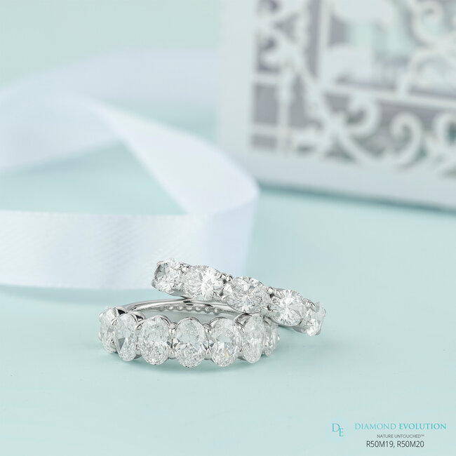 Oval Lab Grown Diamond Band in 14K White Gold