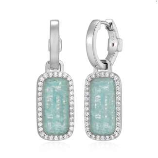 Elle Time & Jewellery Elle Allure Amazonite & CZ Halo Drop Earrings