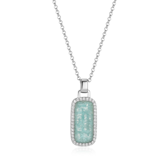 Elle Time & Jewellery Elle Allure Amazonite & CZ Halo Necklace