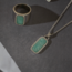 ELLE Allure Rhodium Plated Amazonite Halo Pendant Necklace