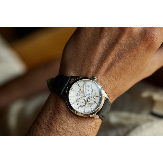 Citizen Rolan Silver Dial Leather Strap Eco Drive