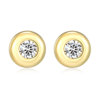 Reign Gold-Plated Puffy Bezel CZ Stud Earrings Reign Gold-Plated Puffy Bezel CZ Stud Earrings