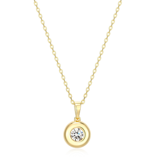 Reign Gold-Plated Puffy Bezel CZ Pendant Reign Gold-Plated Puffy Bezel CZ Pendant
