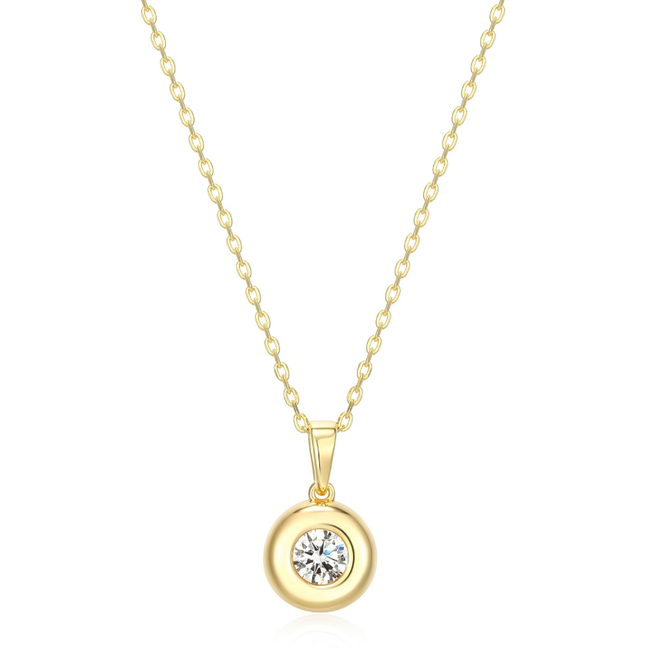 Gold-Plated Puffy Bezel CZ Pendant