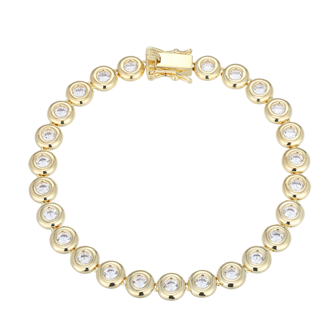 Gold-Plated Puffy Bezel CZ Bracelet