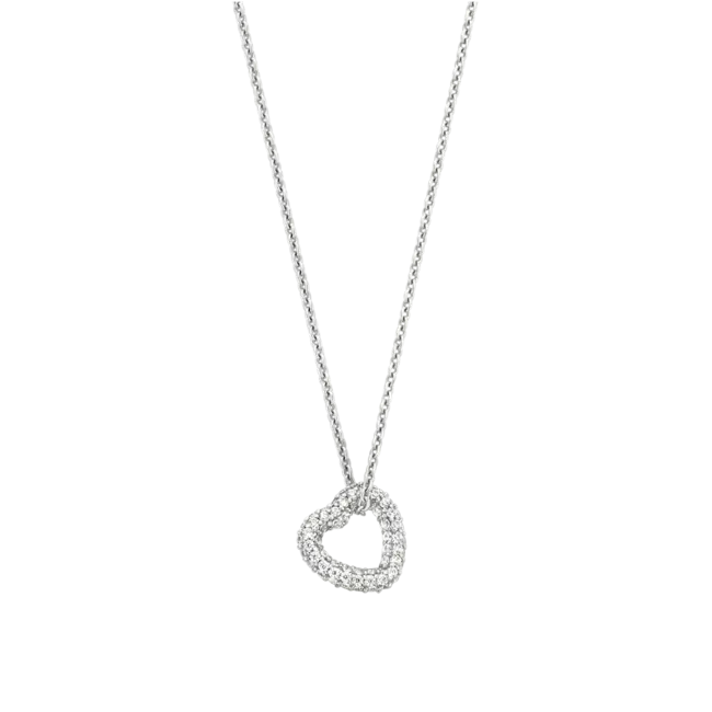 Ti Sento Pave Heart Necklace