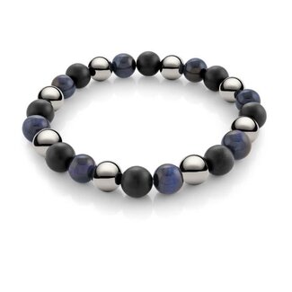 Italgem Steel Blue Tiger's Eye Hematite & Onyx Mixed-Bead Bracelet Italgem Steel Blue Tiger's Eye Hematite & Onyx Mixed-Bead Bracelet