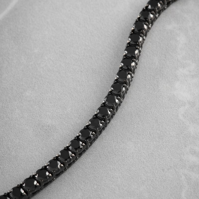 Stainless Steel Black CZ Tennis Bracelet