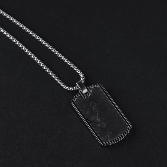 Stainless Steel Carbon-Fibre-Inlay Dog Tag