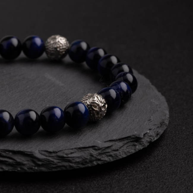 Stainless Steel Blue Beaded Bracelet
