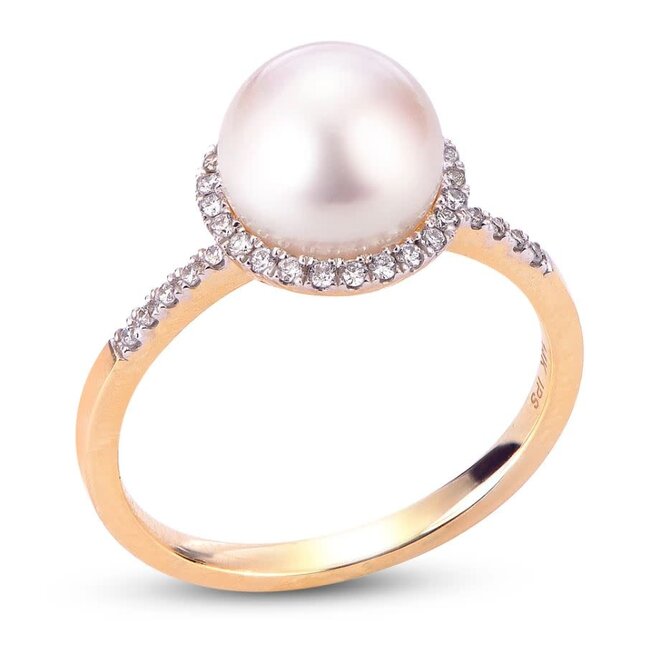 Akoya Pearl Diamond Halo Ring