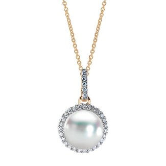 Pearls by Spicer Cole Akoya Pearl Diamond Halo Pendant