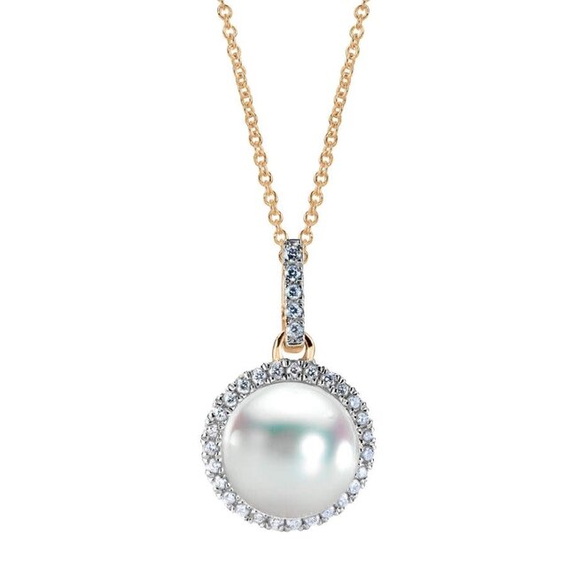 Akoya Pearl Diamond Halo Pendant