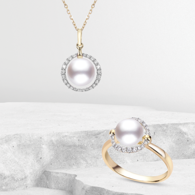 Akoya Pearl Diamond Halo Pendant