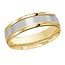 Carved Satin Finish Wedding Band in 10K Yellow & White Gold