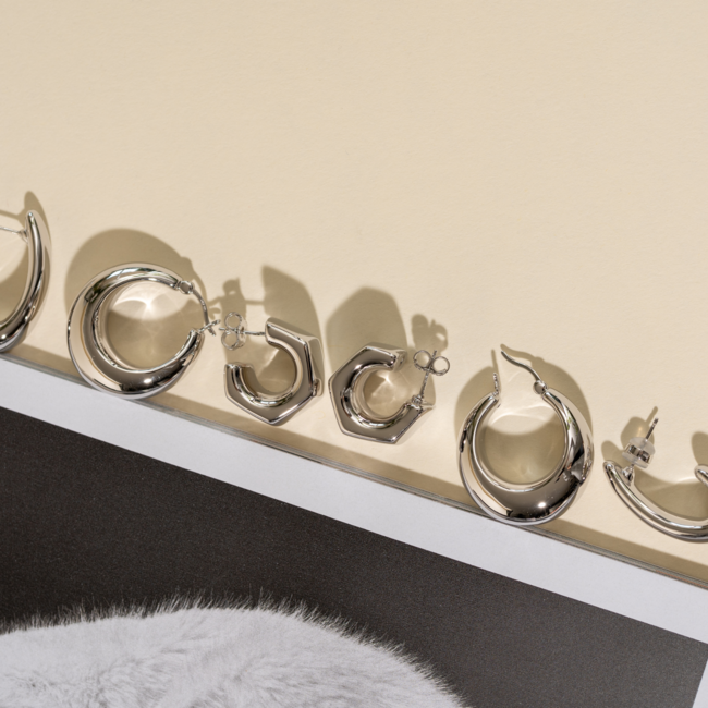 Reign Hexagon Hoop Earrings