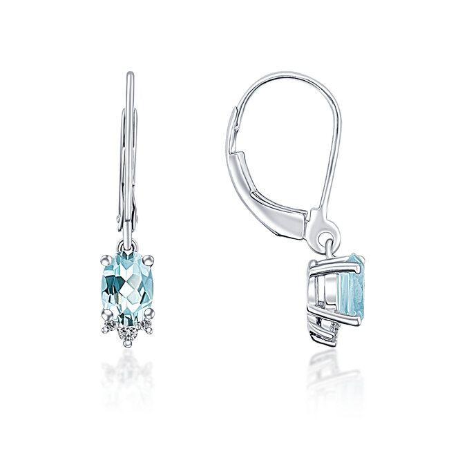 Aquamarine & Diamond Leverback Earrings