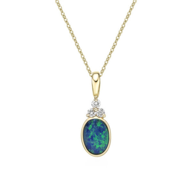 Australian Opal Doublet & Diamond Necklace