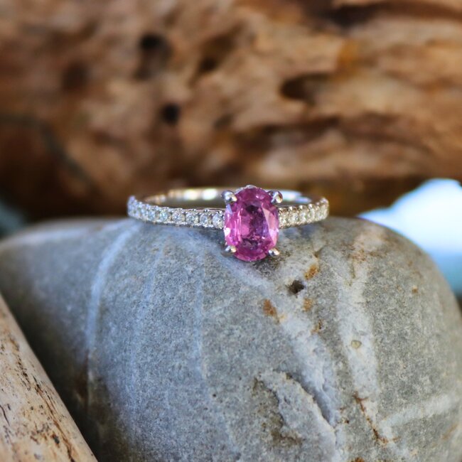 Pink Sappire & Diamond Ring