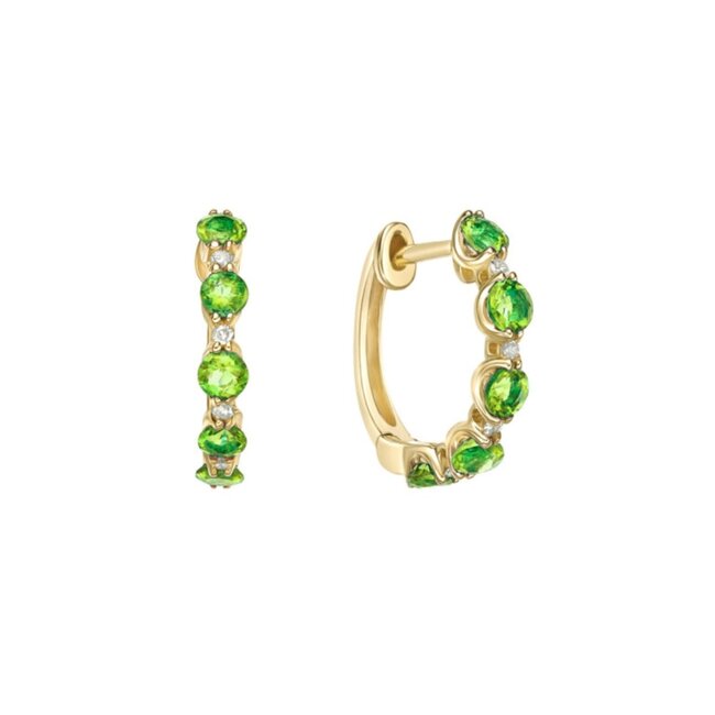 Peridot & Diamond Hoop Earrings