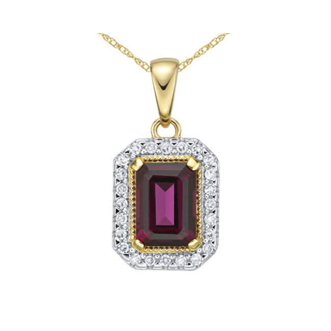 Rhodalite Garnet & Diamond Halo Pendant