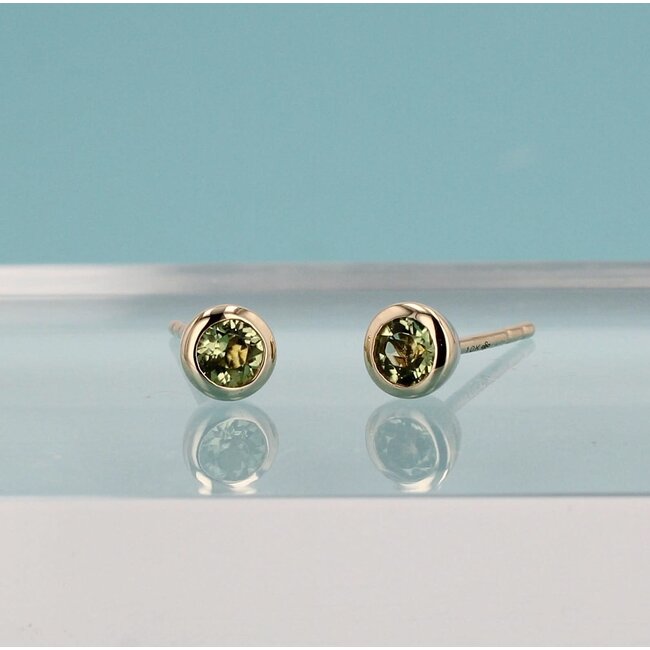 Peridot Bezel-Set Stud Earrings in 10K Yellow Gold