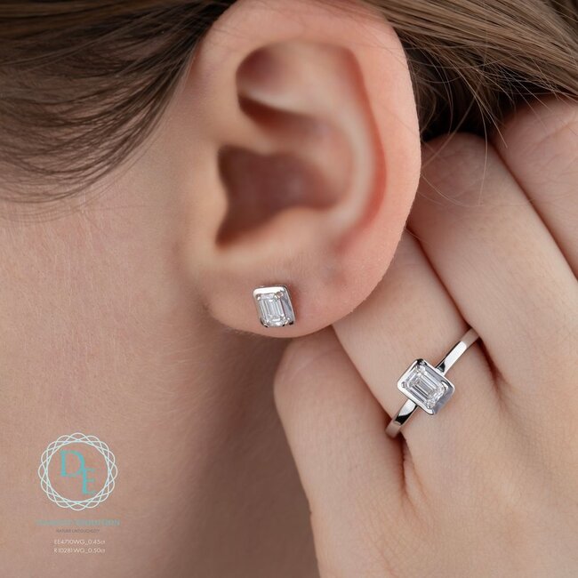 Picture Frame Lab Grown Stud Earrings