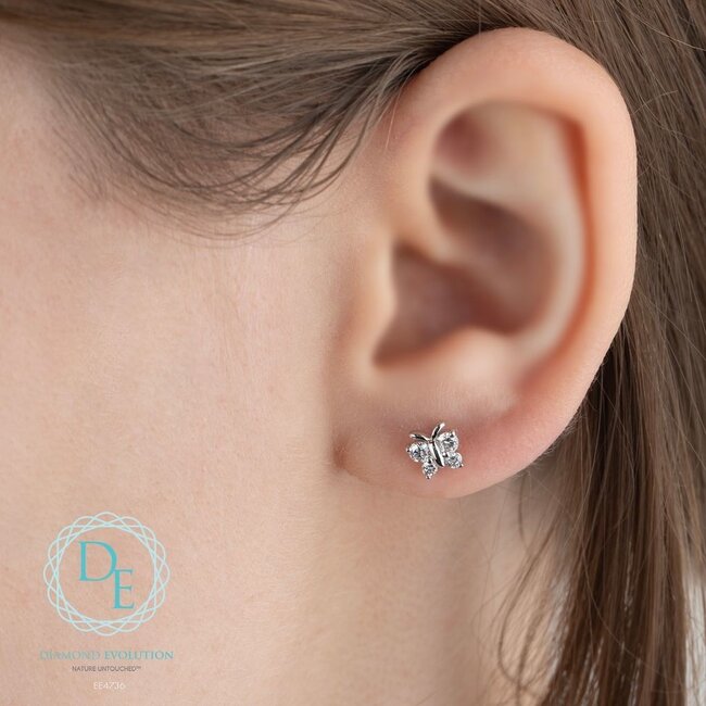 Lab Grown Butterfly Stud Earrings