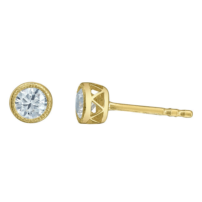 Bezel Set Lab Grown Stud Earrings