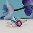 Blue Topaz, Pink Topaz & Diamond Cluster Ring in 10K White Gold