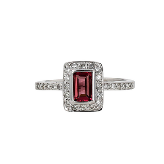 Colour by Spicer Cole Pink Tourmaline & Diamond Halo Ring