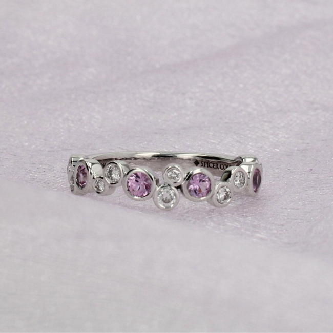 Pink Sapphire & Diamond Band
