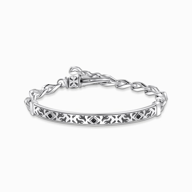 Patterned & Black Cubic Zirconia Bracelet