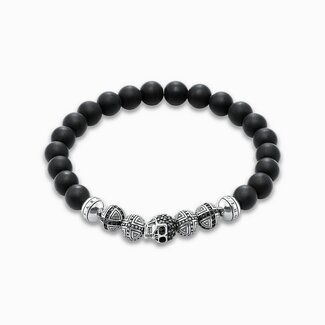 Thomas Sabo Black Obsidian & Skull Bracelet