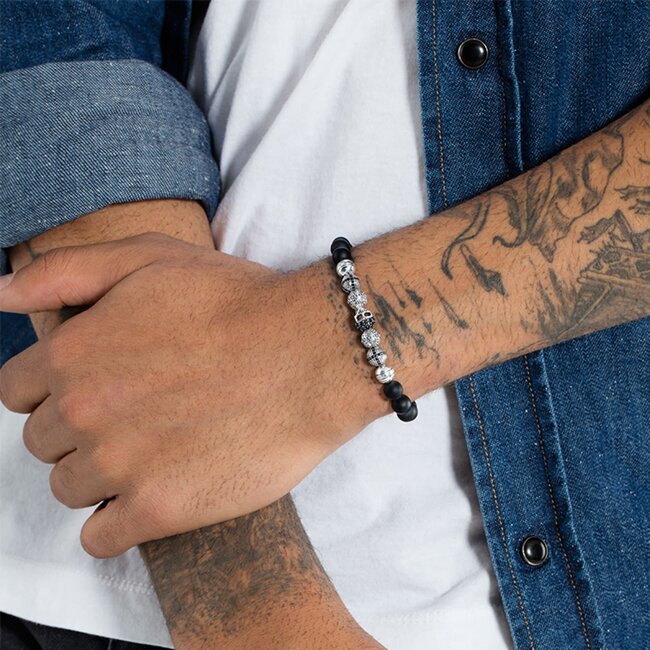 Black Obsidian & Skull Bracelet