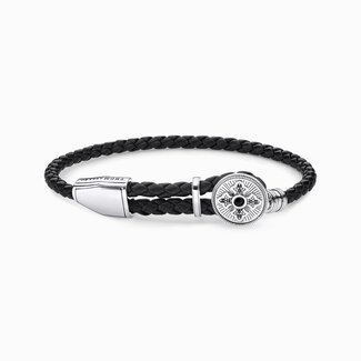 Thomas Sabo Leather CZ & Onyz Cross Bracelet