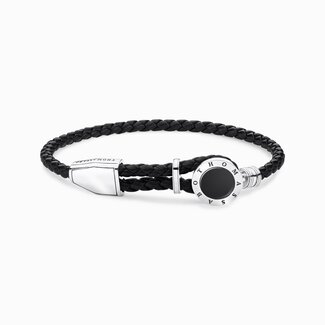 Thomas Sabo THOMAS SABO Black Leather Onyx Disc Bracelet
