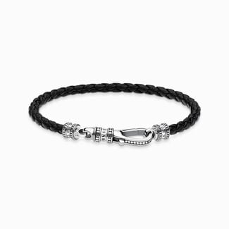 Thomas Sabo Black Leather Large Lobster Clasp Bracelet