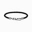 Black Leather Large Lobster Clasp Bracelet