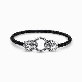 Thomas Sabo Black Leather Tiger Clasp Bracelet