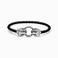 Black Leather Tiger Clasp Bracelet