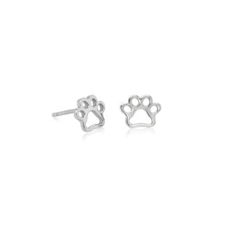 Bella Baby Kids Silver Paw Print Studs