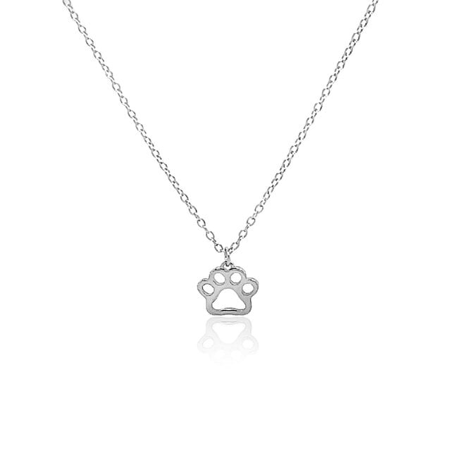 Kids Silver Paw Print Necklace