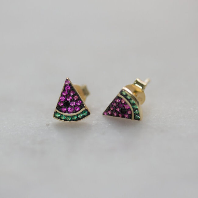 Kids Gold Vermeil Watermelon Studs