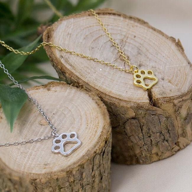 Kids Silver Paw Print Necklace