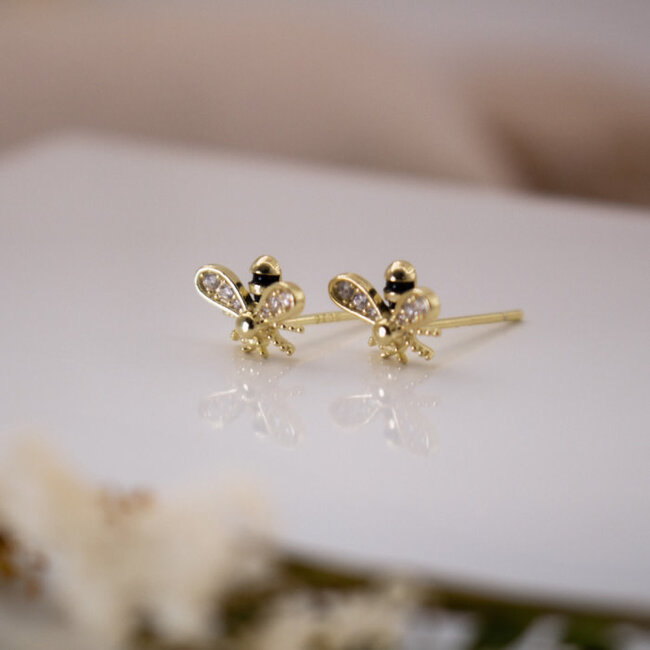 Kids Vermeil Enamel Bee Studs