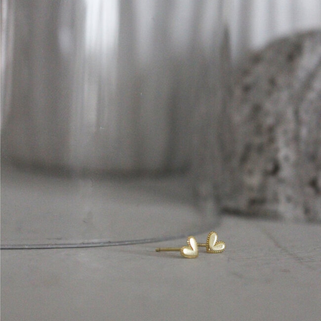 Kids Gold Vermeil Beaded Heart Studs