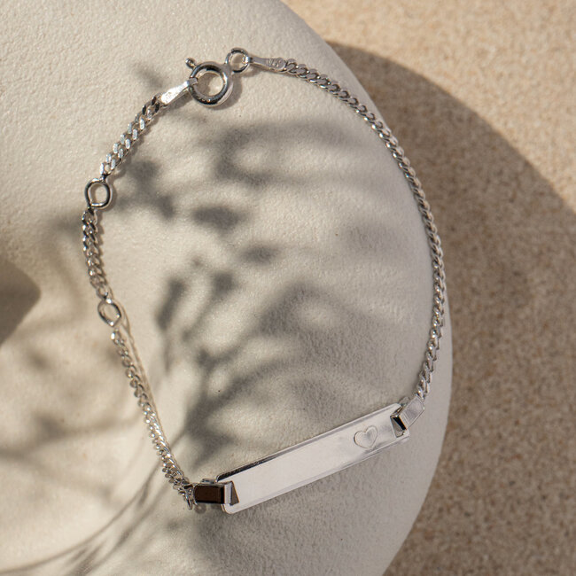 Baby Heart ID Bar Curb Bracelet
