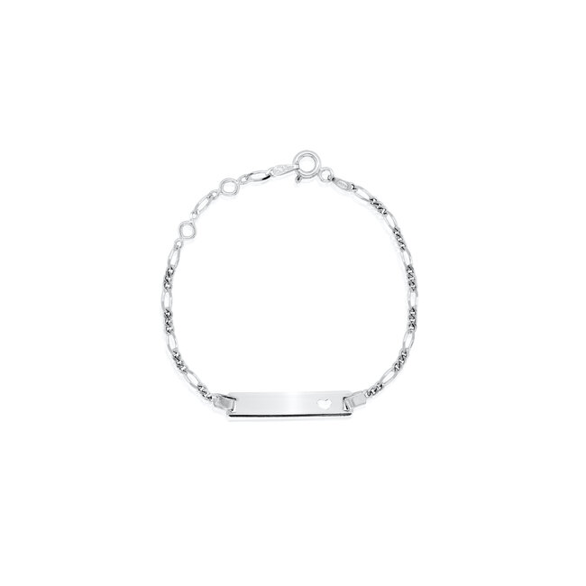 Baby Heart ID Bar Figaro Bracelet