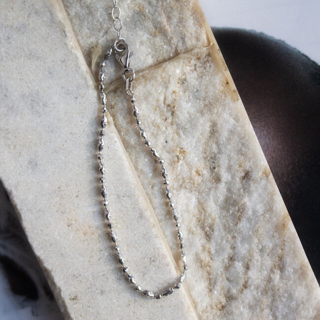 2.0mm Diamond Cut Oval & Bead Bracelet in Sterling Silver